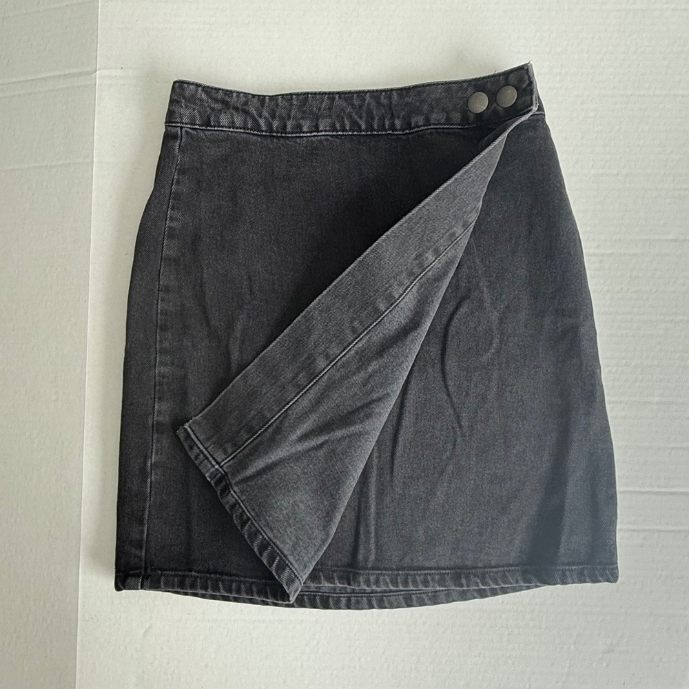 ASOS Black Denim Wrap Around Mini Skirt